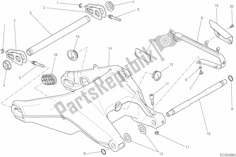 All parts for the 027 - Rear Swinging Arm of the Ducati Monster 797 Plus Thailand 2019